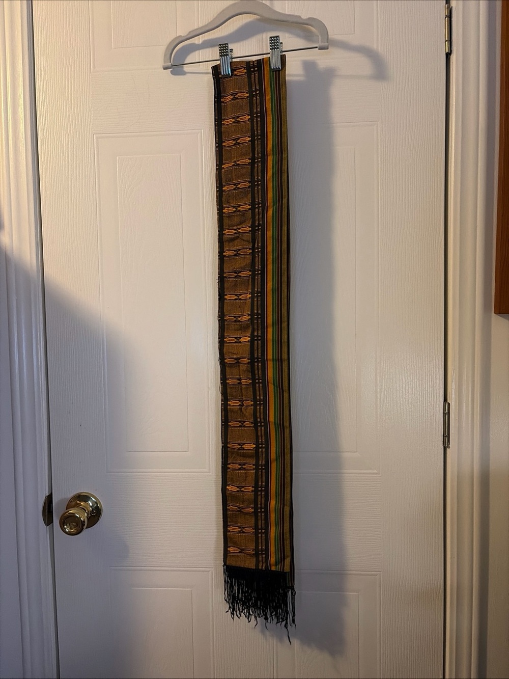 Vintage Multicolor Geometric Roman Striped Scarf 66”
